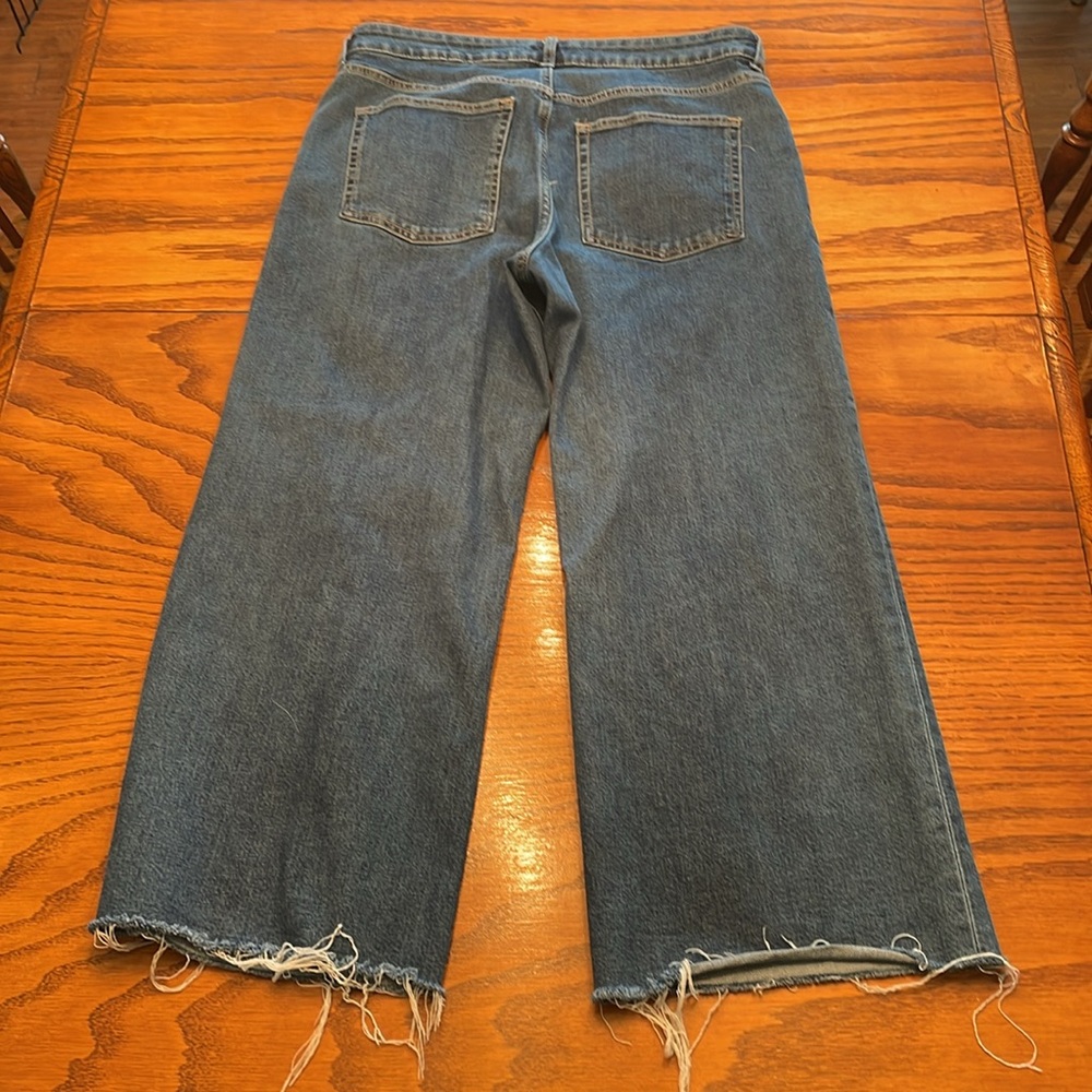 Wide leg fringe jeans